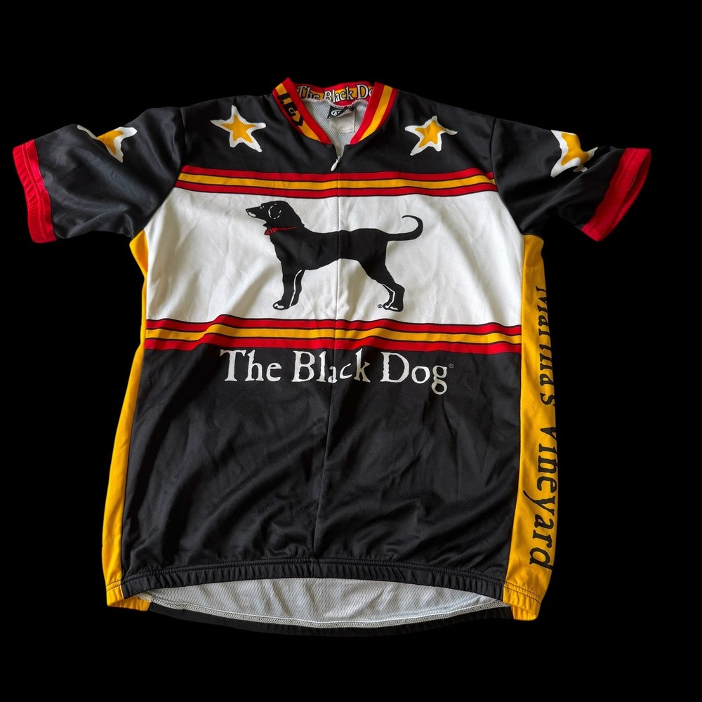 Louis Garneau The Black Dog Martha's Vineyard Cycling Jersey Mens XL Black Red